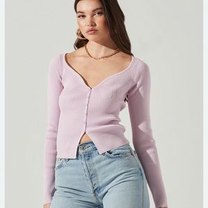 ASTR long sleeve v neck cardigan- pink